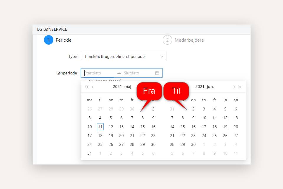 Trin 2 for overførsel at løngrundlag fra Xena til EG Lønservice