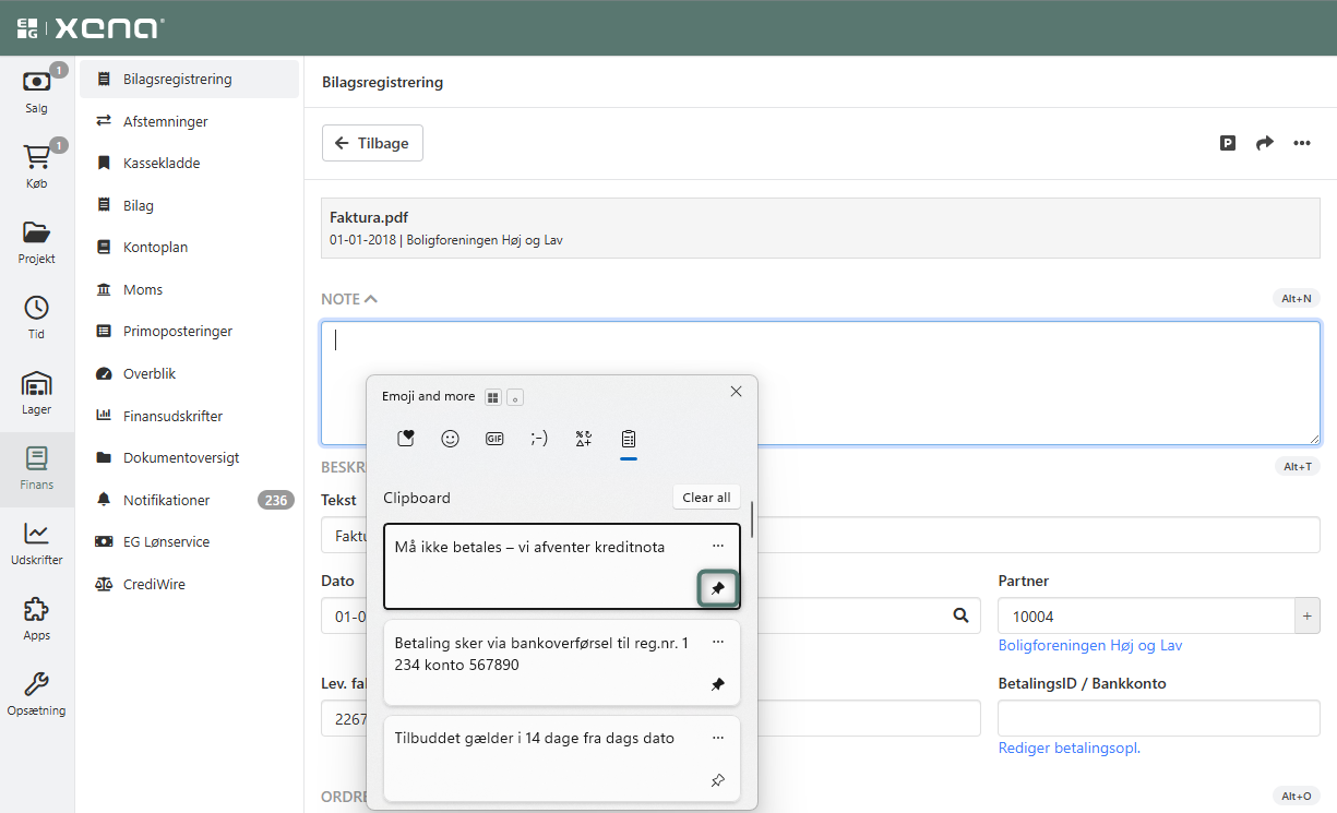 Gem tekst i udklipsholderen