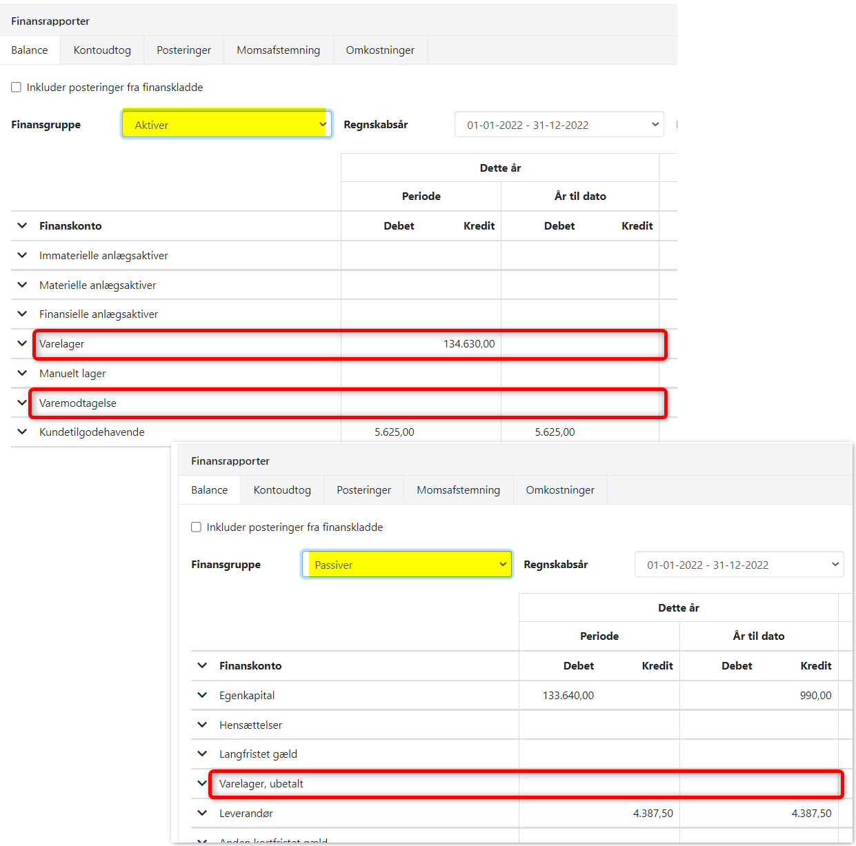 Lageret er nå nullstilt i finansmodulen i Xena