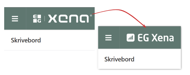 Nyt logo i topbaren i Xena