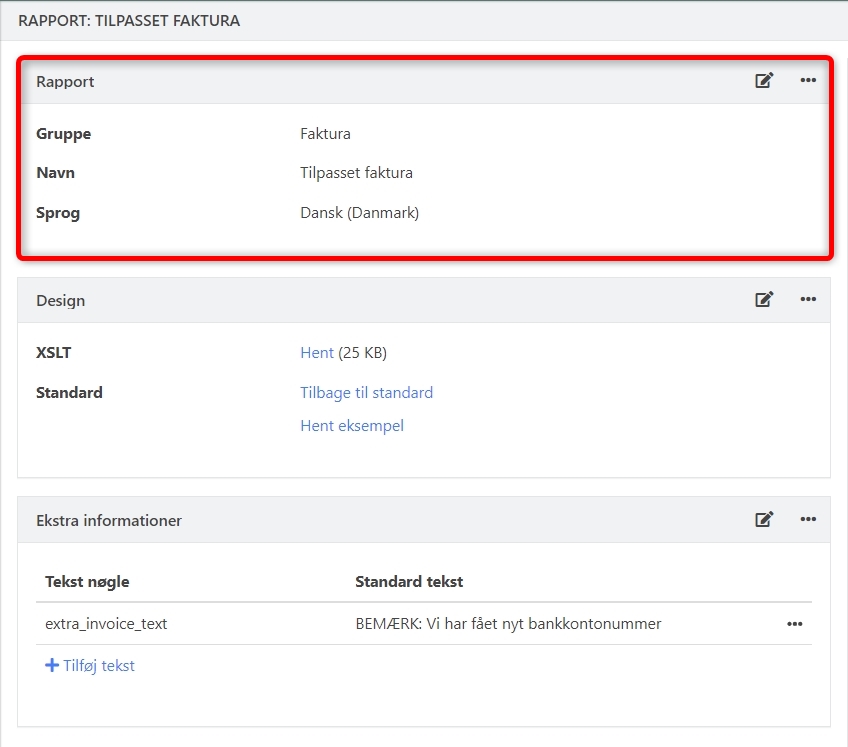 Tilpasset rapportlayout i Xena, step 1