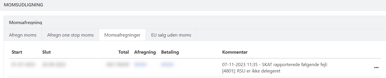 Fejl ved momsfregning til SKAT