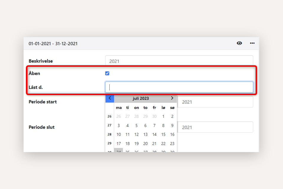 Spærring af regnskabsperioder i Xena kan gøres på 2 måder