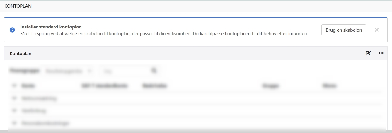 Installer en standard kontoplan i Xena