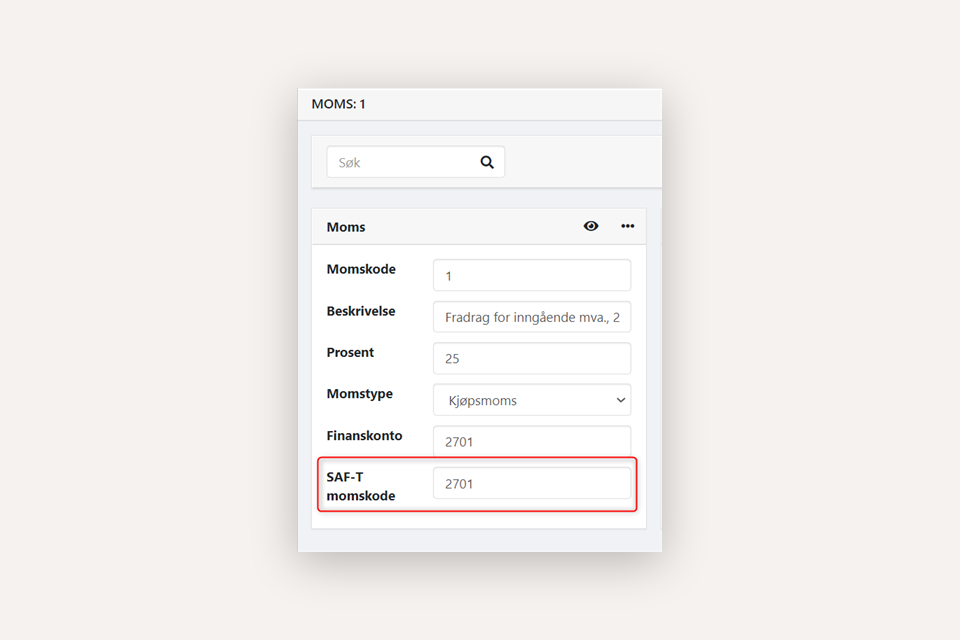 Indtast standard momskode i Xena