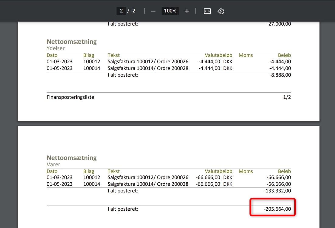 Afstemning af rubrik C på momsafregningen i Xena