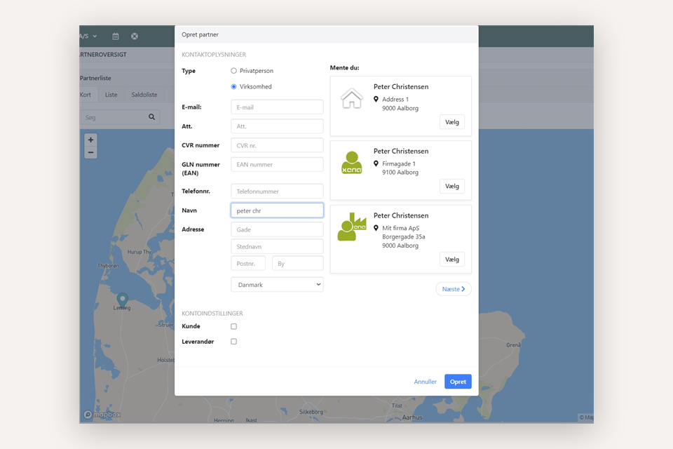 Oprettelse af partner i Xena