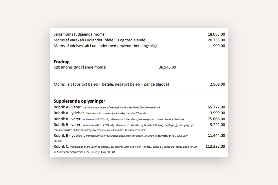 Afstemning af momsafregning i xena