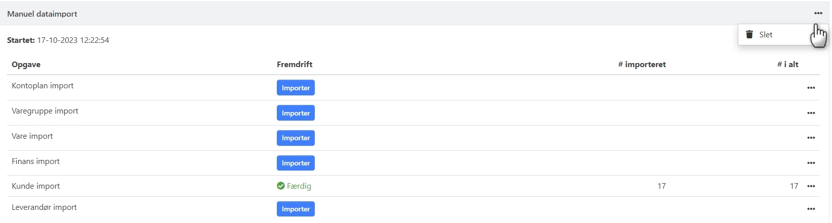 Slet eh hel importprocess til arkivet på én gang i Xena