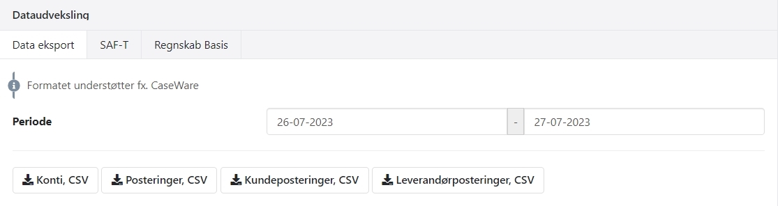 Eksport af data til CSV filer i Xena