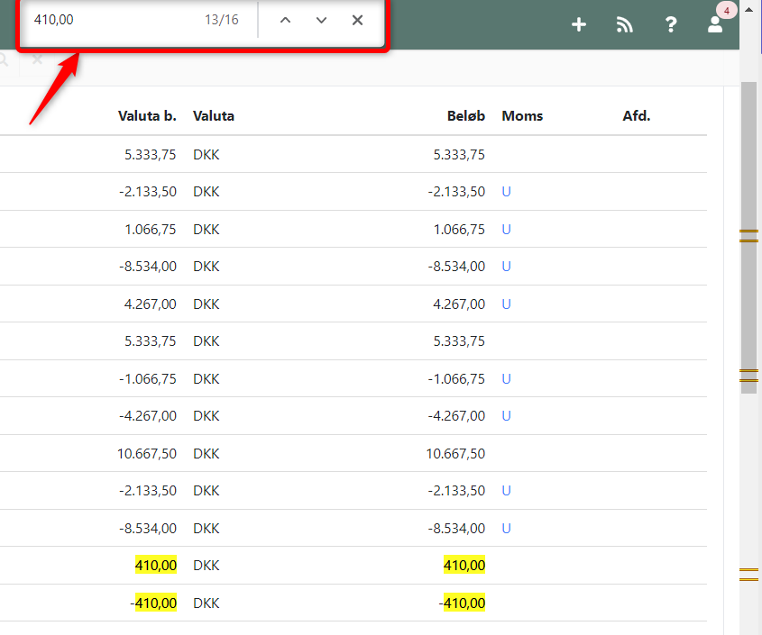 Brug Chromes søgning til at finde resultater på en liste i Xena