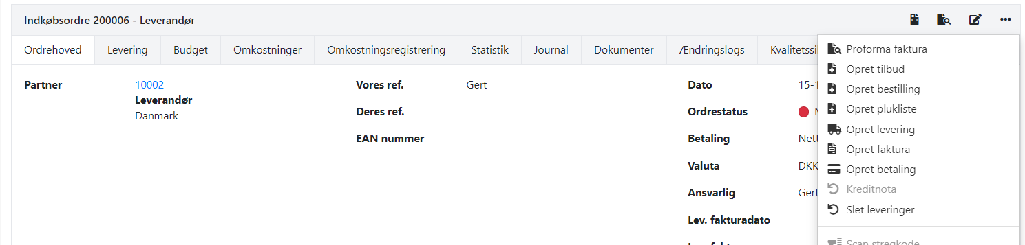 Slett leveringer på åpne ordre i Xena