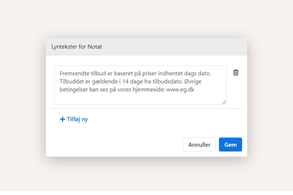 Eksempel på en lyntekst oprettet i Xena