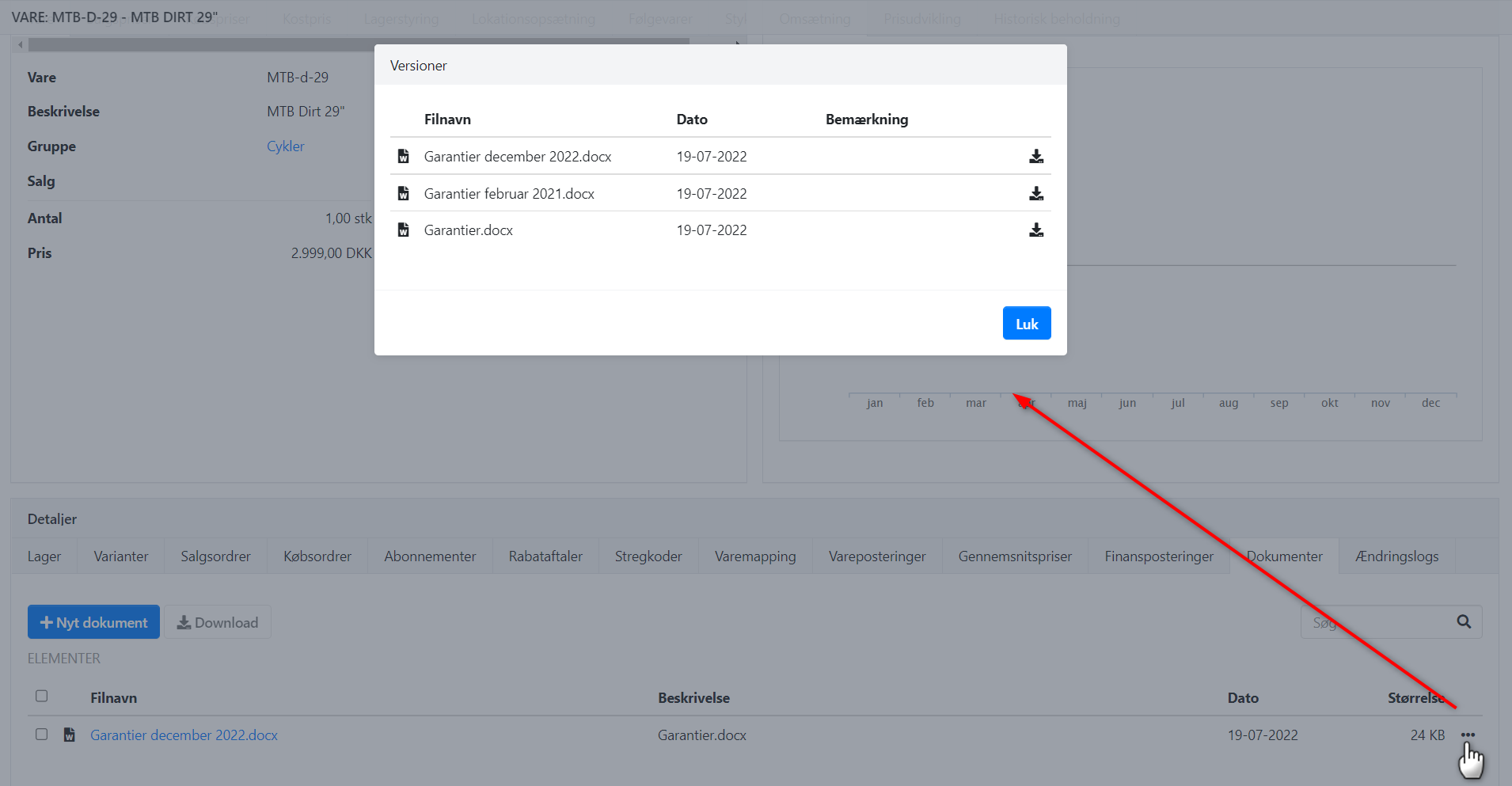 Versioner af dokumenter i Xena