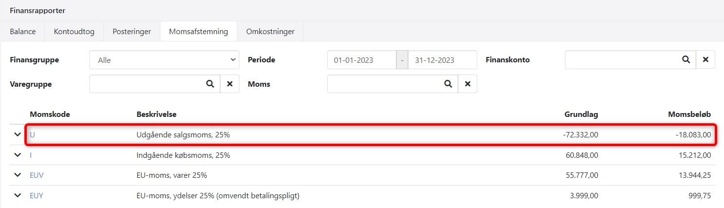 Afstem salgsmoms i Xena