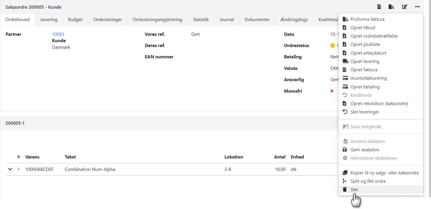 Slett inaktive ordre før lagerstyring avinstalleres i Xena