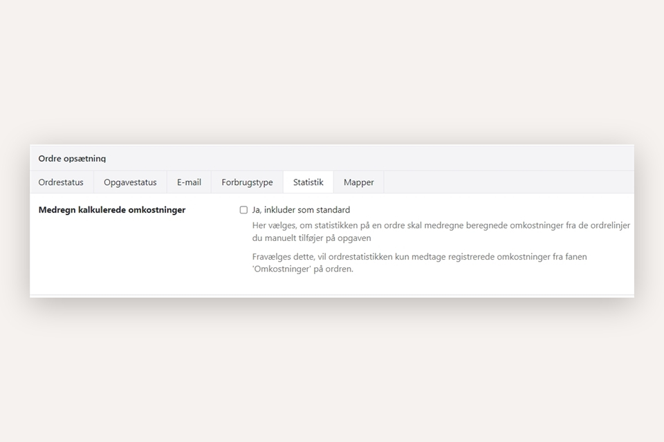 Opsætning af statistik på dine ordrer i xena